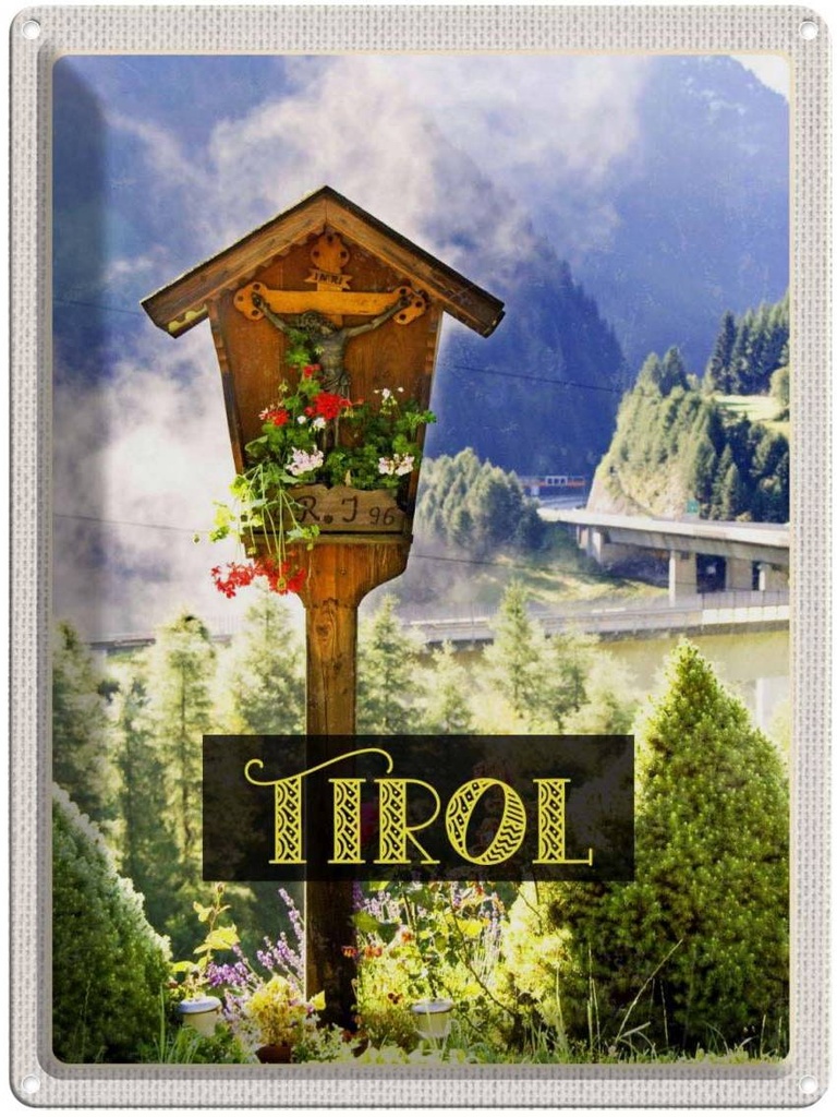 Blechschild 40x30 cm Tirol Österreich Urlaub Jesud Christus Natur Bildmotiv Reisemotiv Abenteuer Reisen Europa