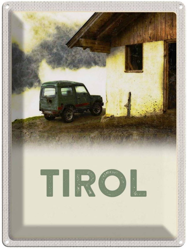 Blechschild 40x30 cm Tirol Haus Urlaub auf den Bergen Auto Abenteuer Reisen Straße Stadt