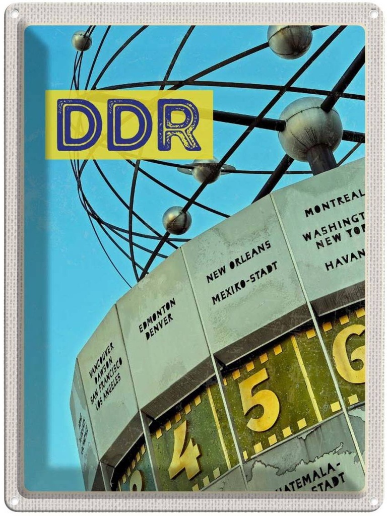 Blechschild 40x30 cm Berlin Deutschland Weltzeituhr DDR Bildmotiv Reisemotiv Abenteuer Reisen Urlaub