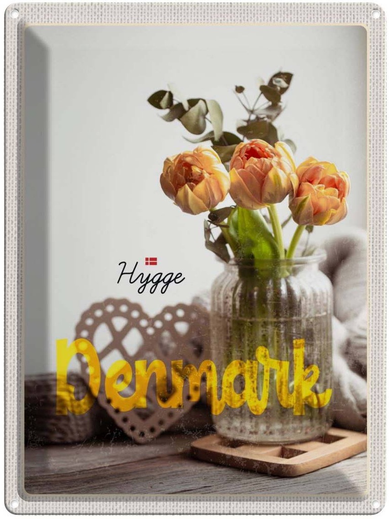 Blechschild 40x30 cm Dänemark Kopenhagen Urlaub Blume Natur Vase Bildmotiv Reisemotiv Abenteuer Reisen Europa
