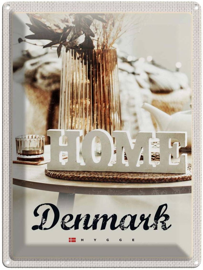Blechschild 40x30 cm Dänemark Wohnungration weiß Home Bildmotiv Reisemotiv Abenteuer Reisen Europa Urlaub
