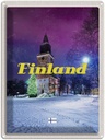 Blechschild 40x30 cm Finnland Schnee Winter Tannenbaum Bildmotiv Reisemotiv Abenteuer Reisen Europa Urlaub