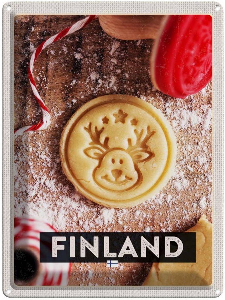 Blechschild 40x30 cm Finnland Hirsch Weihnachten Ostern Gruß Plätzchen Bildmotiv Reisemotiv Abenteuer Reisen Europa Urlaub