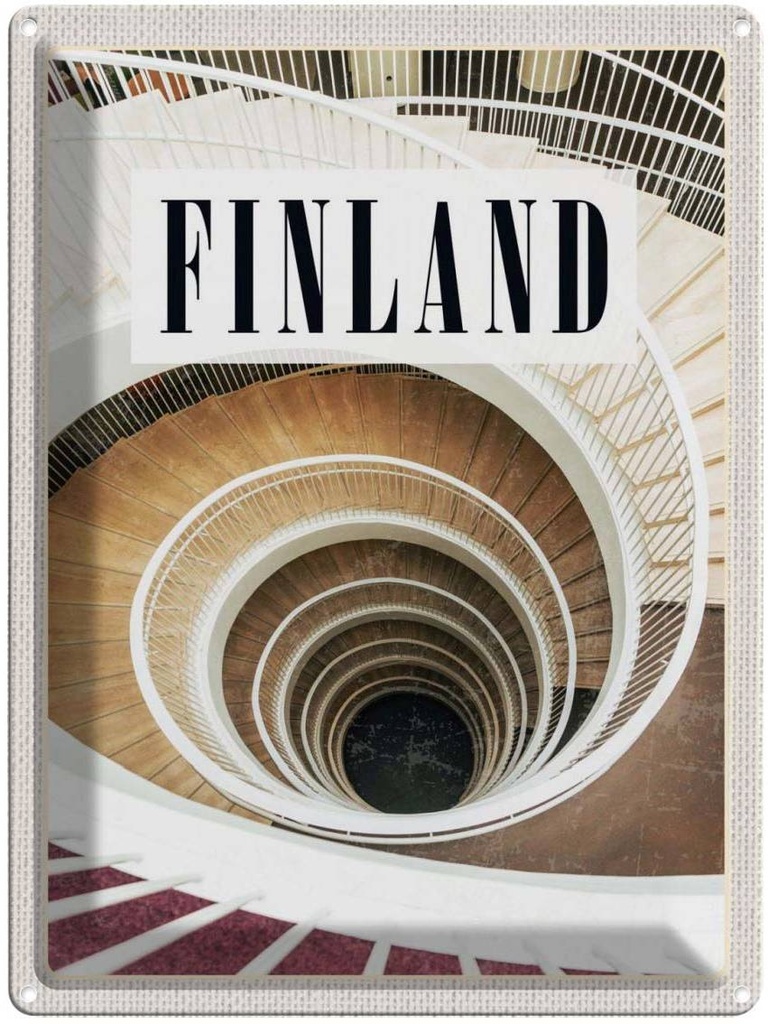 Blechschild 40x30 cm Finnland Treppen Urlaub Gebäude Stuffen Gang Bildmotiv Reisemotiv Abenteuer Reisen Europa