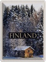 Blechschild 40x30 cm Finnland Haus Urlaub Schnee Wald Winterzeit Bildmotiv Reisemotiv Abenteuer Reisen Europa