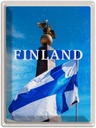 Blechschild 40x30 cm Finnland Helsinki Urlaub goldener Adler Stein Bildmotiv Reisemotiv Abenteuer Reisen Europa