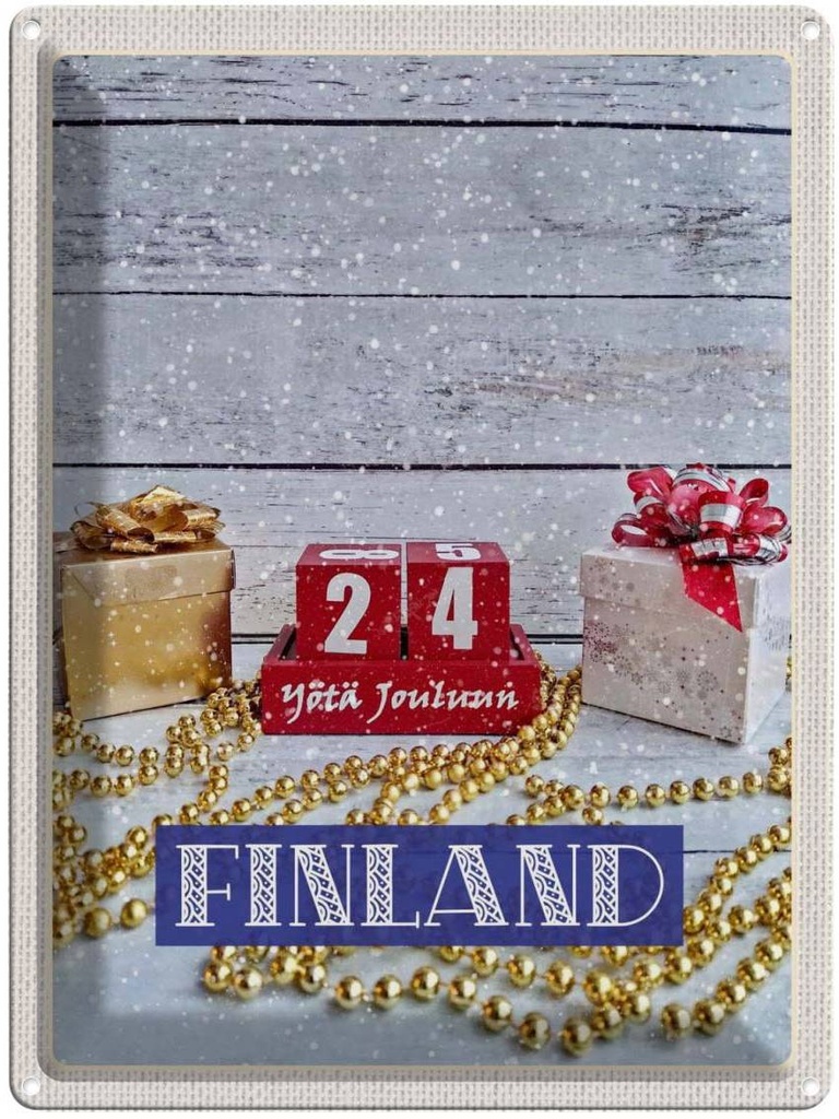 Blechschild 40x30 cm Finnland Waihnachten Yötä Jouluun Bildmotiv Reisemotiv Abenteuer Reisen Europa Urlaub