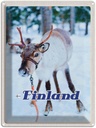 Blechschild 40x30 cm Finnland Hirsch Urlaub Wald kalt Schnee Bildmotiv Reisemotiv Abenteuer Reisen Europa