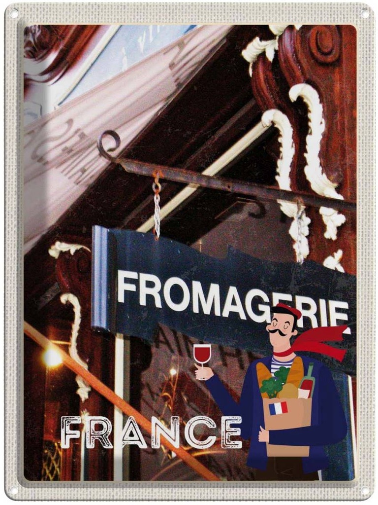 Blechschild 40x30 cm Frankreich Restaurant Fromafrie Bildmotiv Reisemotiv Abenteuer Reisen Europa Urlaub