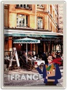 Blechschild 40x30 cm Frankreich Innenstadt Restaurant Wein Bildmotiv Reisemotiv Abenteuer Reisen Europa Urlaub