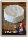 Blechschild 40x30 cm Frankreich Camembert Käse Baguette Bildmotiv Reisemotiv Abenteuer Reisen Europa Urlaub