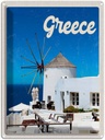 Blechschild 40x30 cm Greece Griechenland weiße Häuser Bildmotiv Reisemotiv Abenteuer Reisen Europa Urlaub
