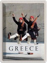 Blechschild 40x30 cm Greece Griechenland Urlaub Soldaten Waffe Hut Bildmotiv Reisemotiv Abenteuer Reisen Europa
