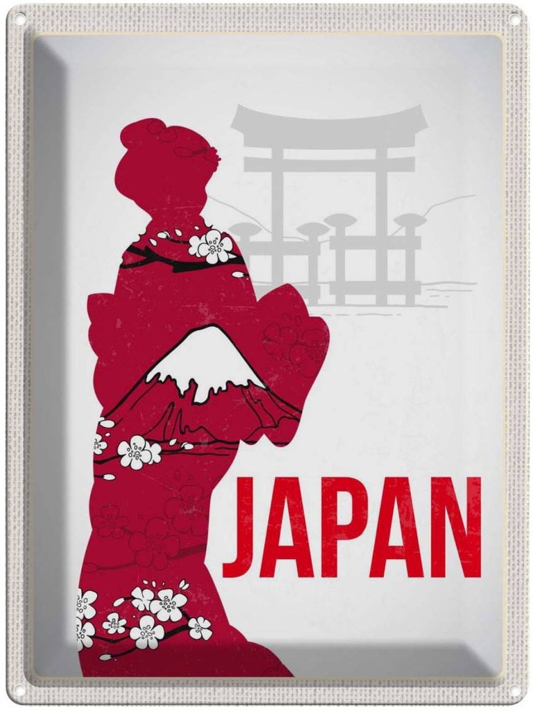 Blechschild 40x30 cm Japan Asien Tradionelle Kimono Kleid Bildmotiv Reisemotiv Abenteuer Reisen Urlaub