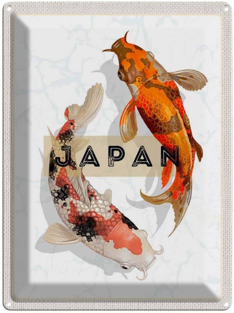 Blechschild 40x30 cm Japan Koi Fische AsienKunst Bildmotiv Reisemotiv Abenteuer Reisen Urlaub