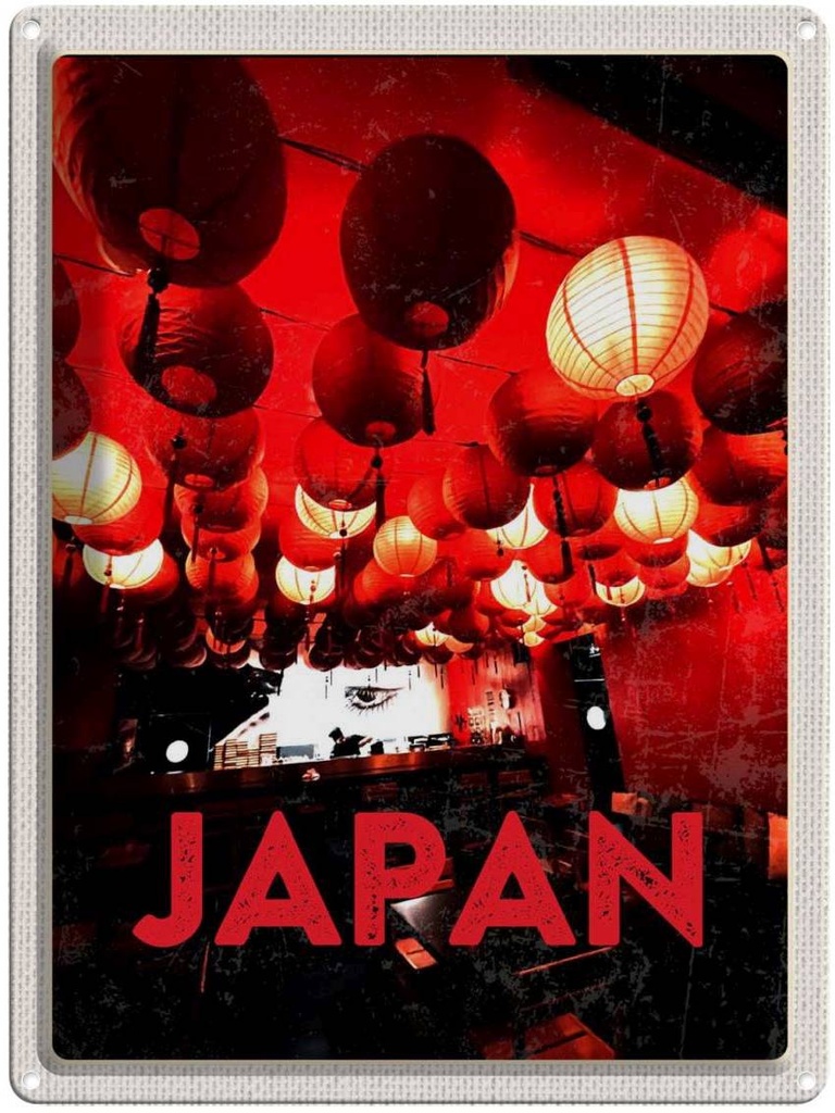 Blechschild 40x30 cm Japan Asien Restaurant rote Laterne Bildmotiv Reisemotiv Abenteuer Reisen Urlaub