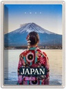 Blechschild 40x30 cm Japan Frau Gebirge Kleidung Schnee Bildmotiv Reisemotiv Abenteuer Reisen Urlaub