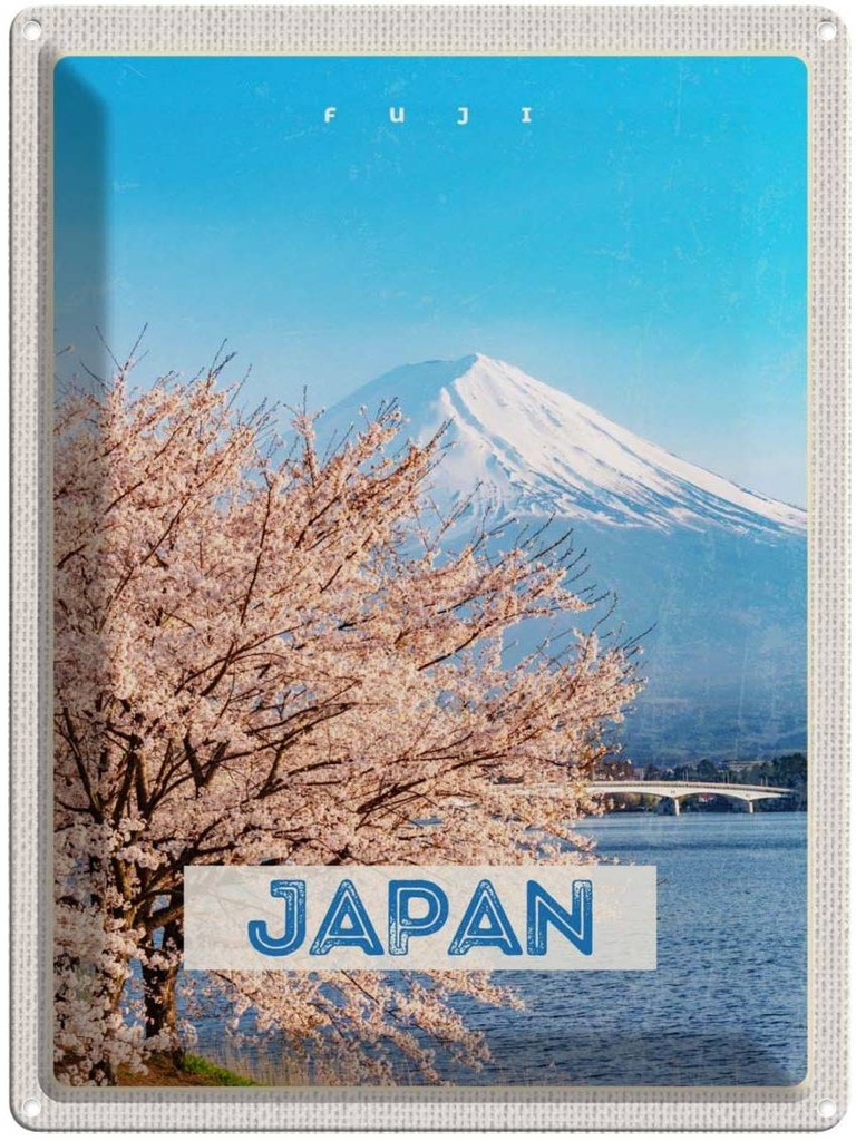 Blechschild 40x30 cm Japan Asien Schnee Winter Gebirge Bildmotiv Reisemotiv Abenteuer Reisen Urlaub