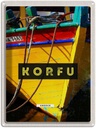 Blechschild 40x30 cm Korfu Griechenland Urlaub Boot Meer Bildmotiv Reisemotiv Abenteuer Reisen Straße Stadt