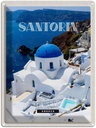 Blechschild 40x30 cm Santorini Greece Urlaub Gebäude weiß blau Bildmotiv Reisemotiv Abenteuer Reisen Europa
