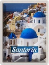 Blechschild 40x30 cm Santorini Greece Urlaub Stadt weiß blau Bildmotiv Reisemotiv Abenteuer Reisen Europa