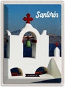 Blechschild 40x30 cm Santorini Greece Urlaub Meer weiß blau Bildmotiv Reisemotiv Abenteuer Reisen Europa