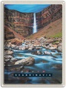 Blechschild 40x30 cm Skandinawien Fluss Steine Wasserfall Bildmotiv Reisemotiv Abenteuer Reisen Europa Urlaub