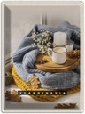 Blechschild 40x30 cm Skandinawien Wolle Urlaub Kaffee Herbst Kerze Bildmotiv Reisemotiv Abenteuer Reisen Europa