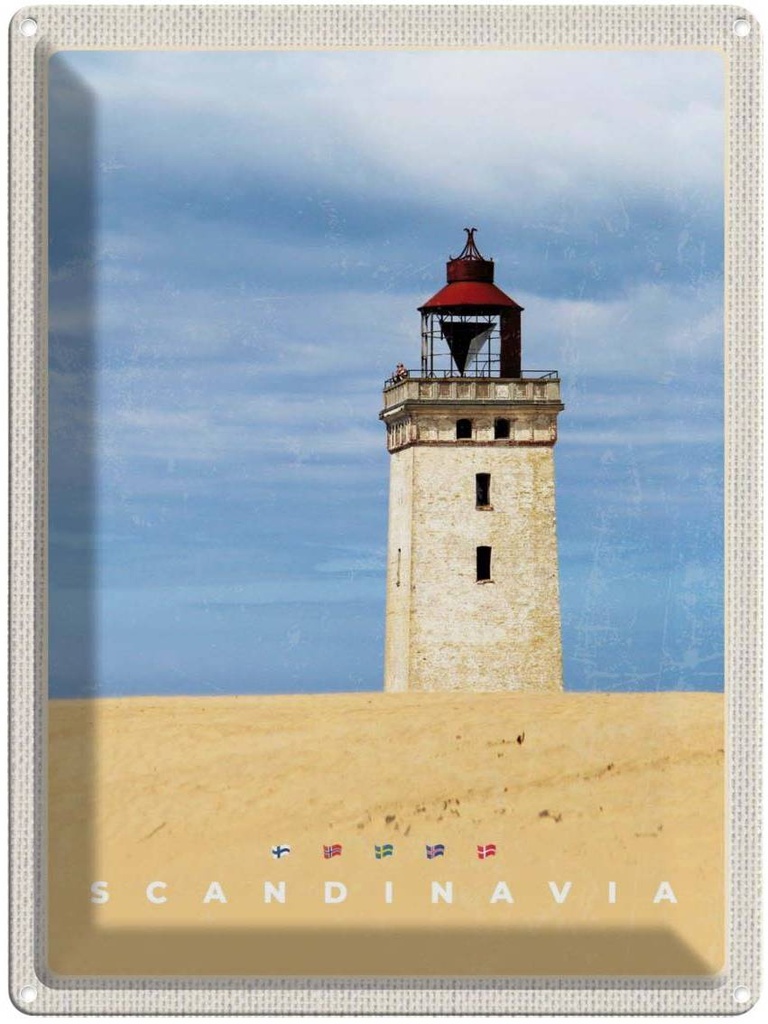 Blechschild 40x30 cm Skandinawien Turm NaturTrip Bildmotiv Reisemotiv Abenteuer Reisen Urlaub