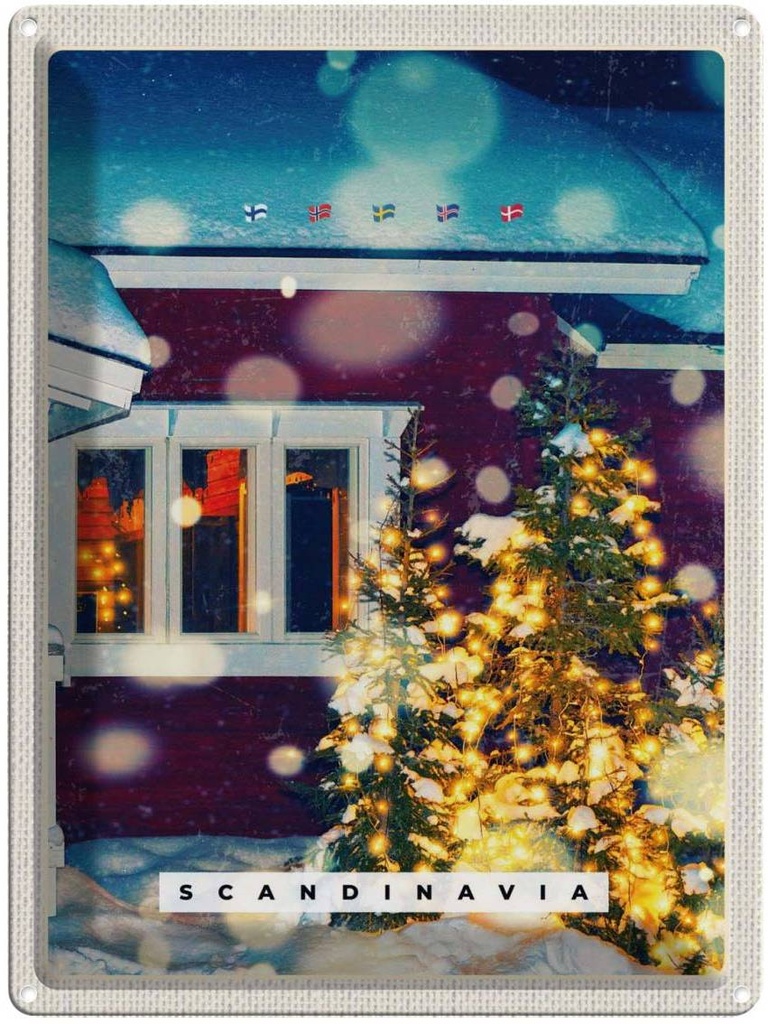 Blechschild 40x30 cm Skandinawien Winterzeit Ostern Gruß Weihnachten Bildmotiv Reisemotiv Abenteuer Reisen Europa Urlaub
