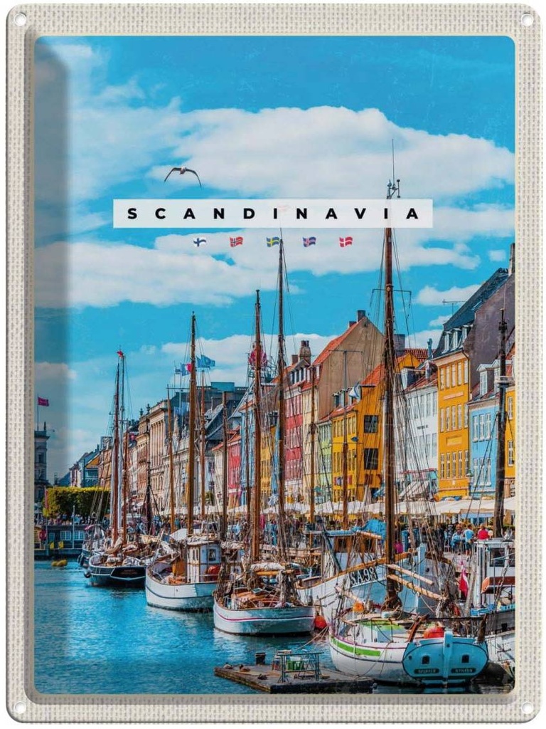 Blechschild 40x30 cm Skandinawien SchiffstourMeer Bildmotiv Reisemotiv Abenteuer Reisen Europa Urlaub