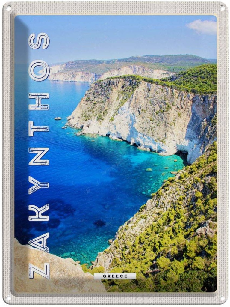 Blechschild 40x30 cm Zakynthos Greece Griechenland Meer Bildmotiv Reisemotiv Abenteuer Reisen Europa Urlaub