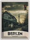Blechschild 40x30 cm Berlin Deutschland Fernsehrturm 90er Bildmotiv Reisemotiv Abenteuer Reisen Urlaub