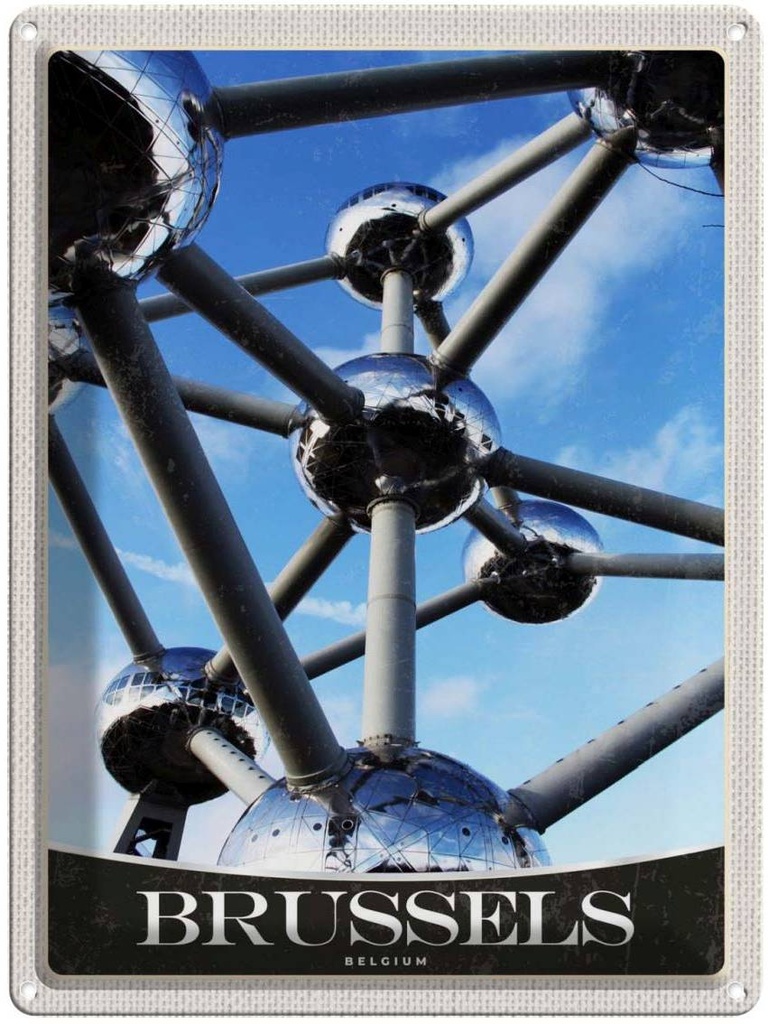 Blechschild 40x30 cm Brüssel Belgien Atomium Chemie Bildmotiv Reisemotiv Abenteuer Reisen Europa Urlaub