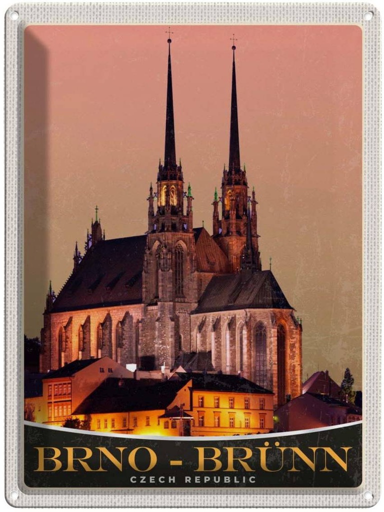 Blechschild 40x30 cm Brno-Brünn Tschechien Sehenswürdigkeit Bildmotiv Reisemotiv Abenteuer Reisen Europa Urlaub