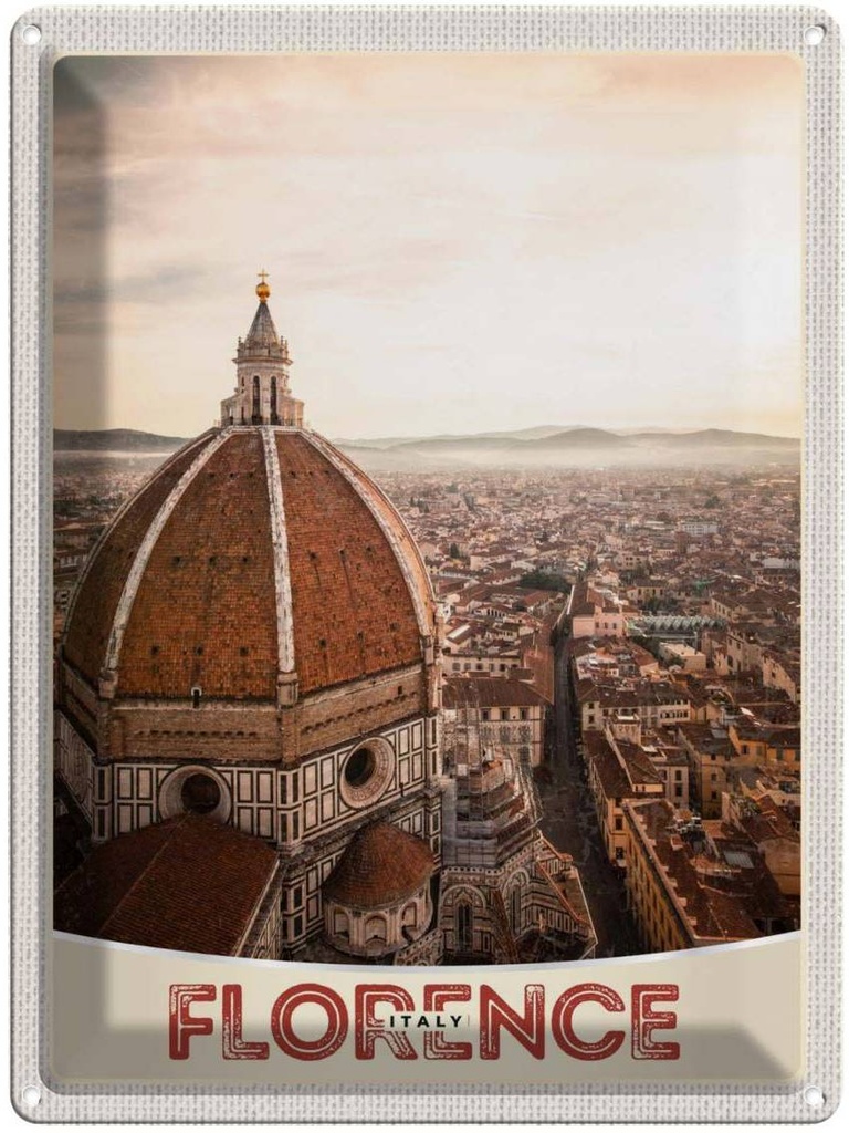 Blechschild 40x30 cm Florence Italien Urlaub Europa Stadt Kirche Bildmotiv Reisemotiv Abenteuer Reisen