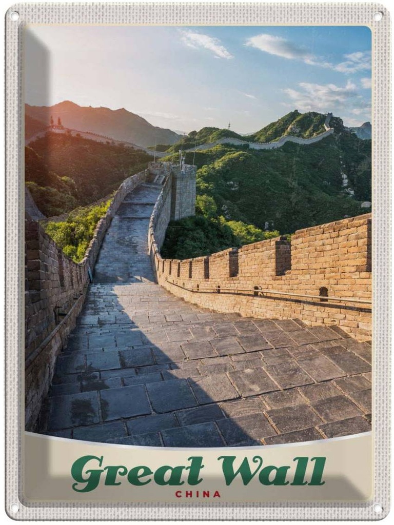 Blechschild 40x30 cm China Chinesische Urlaub Mauer 500 m hoch Bildmotiv Reisemotiv Abenteuer Reisen