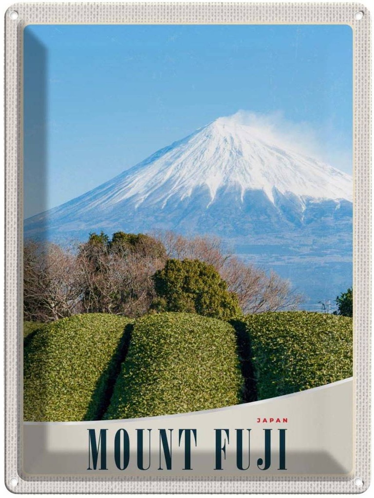 Blechschild 40x30 cm Mont Fuji Urlaub Japan Asien Gebirge Natur Bildmotiv Reisemotiv Abenteuer Reisen