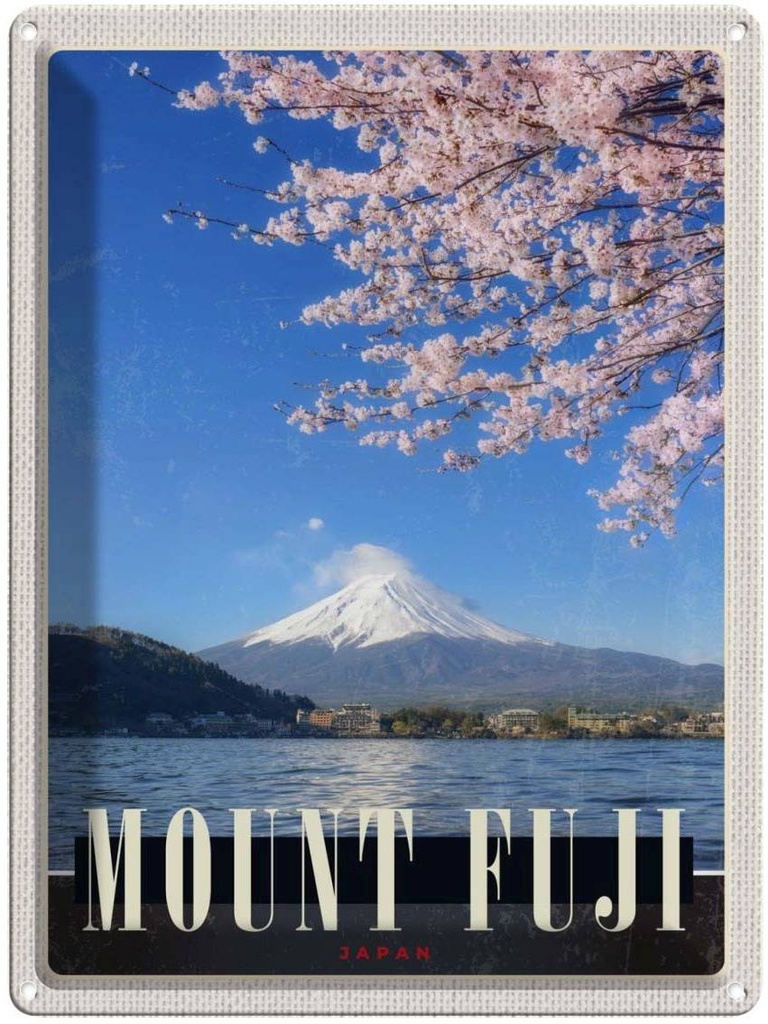 Blechschild 40x30 cm Mont Fuji Urlaub Japan Asien Meer Natur Bildmotiv Reisemotiv Abenteuer Reisen