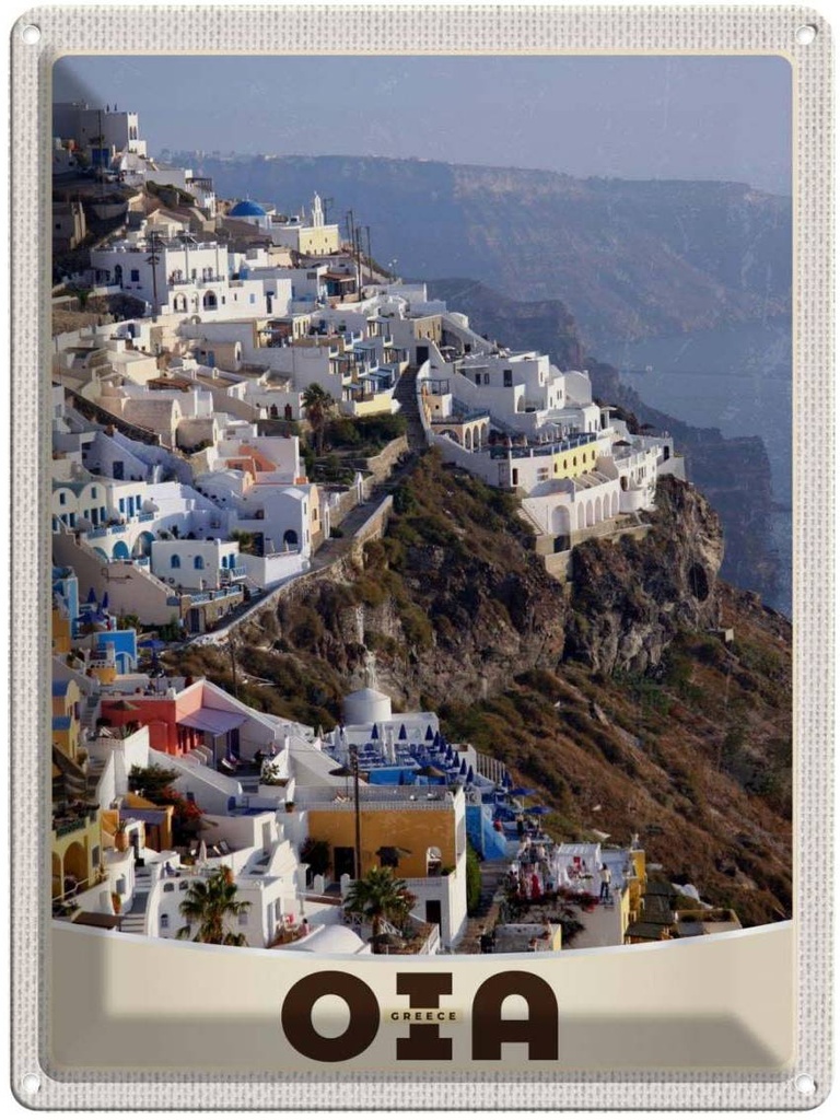 Blechschild 40x30 cm Oia Greece Urlaub Griechenland Europa Insel Bildmotiv Reisemotiv Abenteuer Reisen