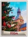 Blechschild 40x30 cm Riga Lettland Weihnachten Ostern Gruß Winterzeit Bildmotiv Reisemotiv Abenteuer Reisen Europa Urlaub