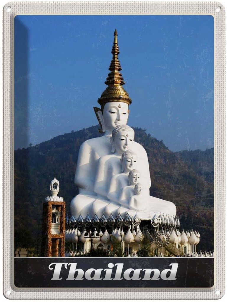 Blechschild 40x30 cm Thailand Natur Wald Tempel Gott Bildmotiv Reisemotiv Abenteuer Reisen Urlaub