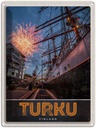 Blechschild 40x30 cm Turku Finnland Schiff Feuerwerk Bildmotiv Reisemotiv Abenteuer Reisen Europa Urlaub