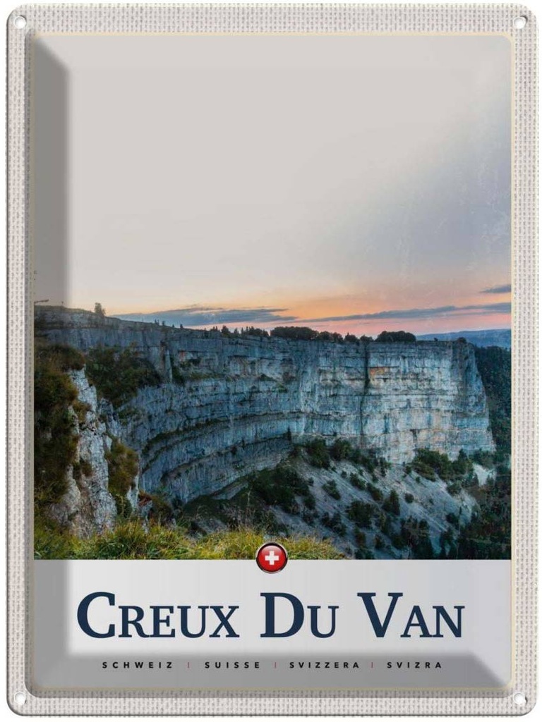 Blechschild 40x30 cm Creux du Europa Urlaub Van Schweiz Gebirge Bildmotiv Reisemotiv Abenteuer Reisen