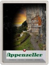 Blechschild 40x30 cm Appenzeller Gebirge Gebäude Schweiz Bildmotiv Reisemotiv Abenteuer Reisen Urlaub