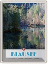 Blechschild 40x30 cm Blausee Schweiz Natur Wald Bildmotiv Reisemotiv Abenteuer Reisen Urlaub