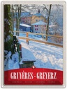 Blechschild 40x30 cm Gruyeres Greyerz Schweiz Schnee Bildmotiv Reisemotiv Abenteuer Reisen Europa Urlaub