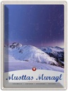 Blechschild 40x30 cm Muottas Muragl Urlaub Schweiz Winter Schnee Bildmotiv Reisemotiv Abenteuer Reisen Europa