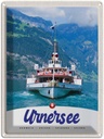 Blechschild 40x30 cm Urnersee Schweiz Urlaub Europa Schiff Gebirge Bildmotiv Reisemotiv Abenteuer Reisen