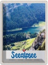 Blechschild 40x30 cm Seealpsee Schweiz Urlaub Natur Wälder See Bildmotiv Reisemotiv Abenteuer Reisen Europa